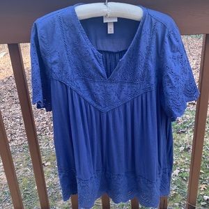 Knox Rose blue eyelet blouse